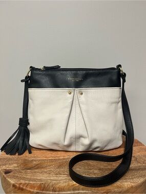 Tignanello Black & Ivory Pretty Pleats Leather Crossbody Bag
